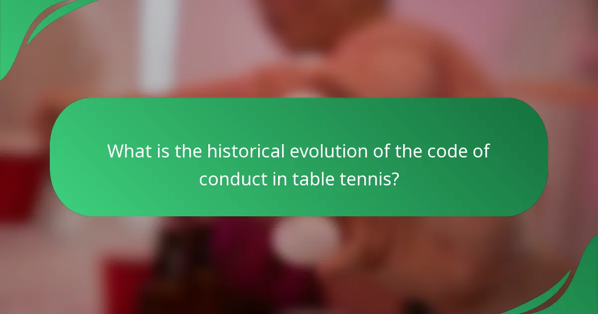 What is the historical evolution of the code of conduct in table tennis?